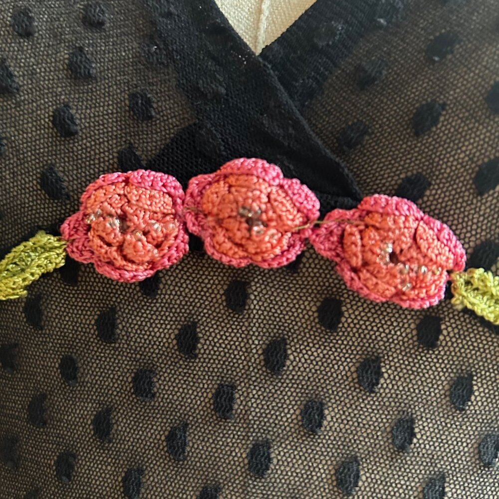 ***SOLD***Vintage Betsey Johnson New York Pink Embroidered Swiss Dot Dress - Picture 4 of 9